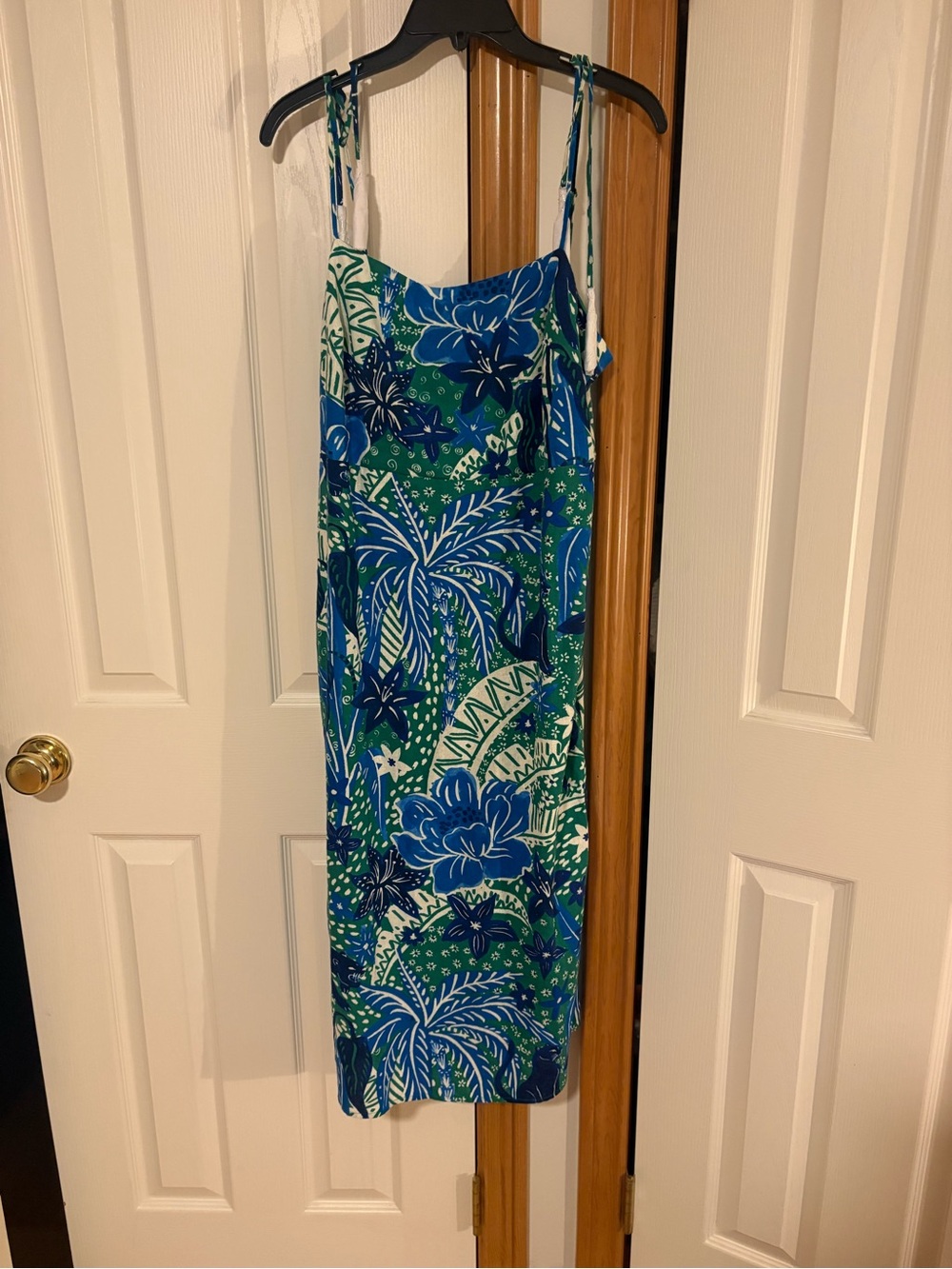 NWT Rachel Zoe Blue and Green Smocked Floral Maxi Dress Large